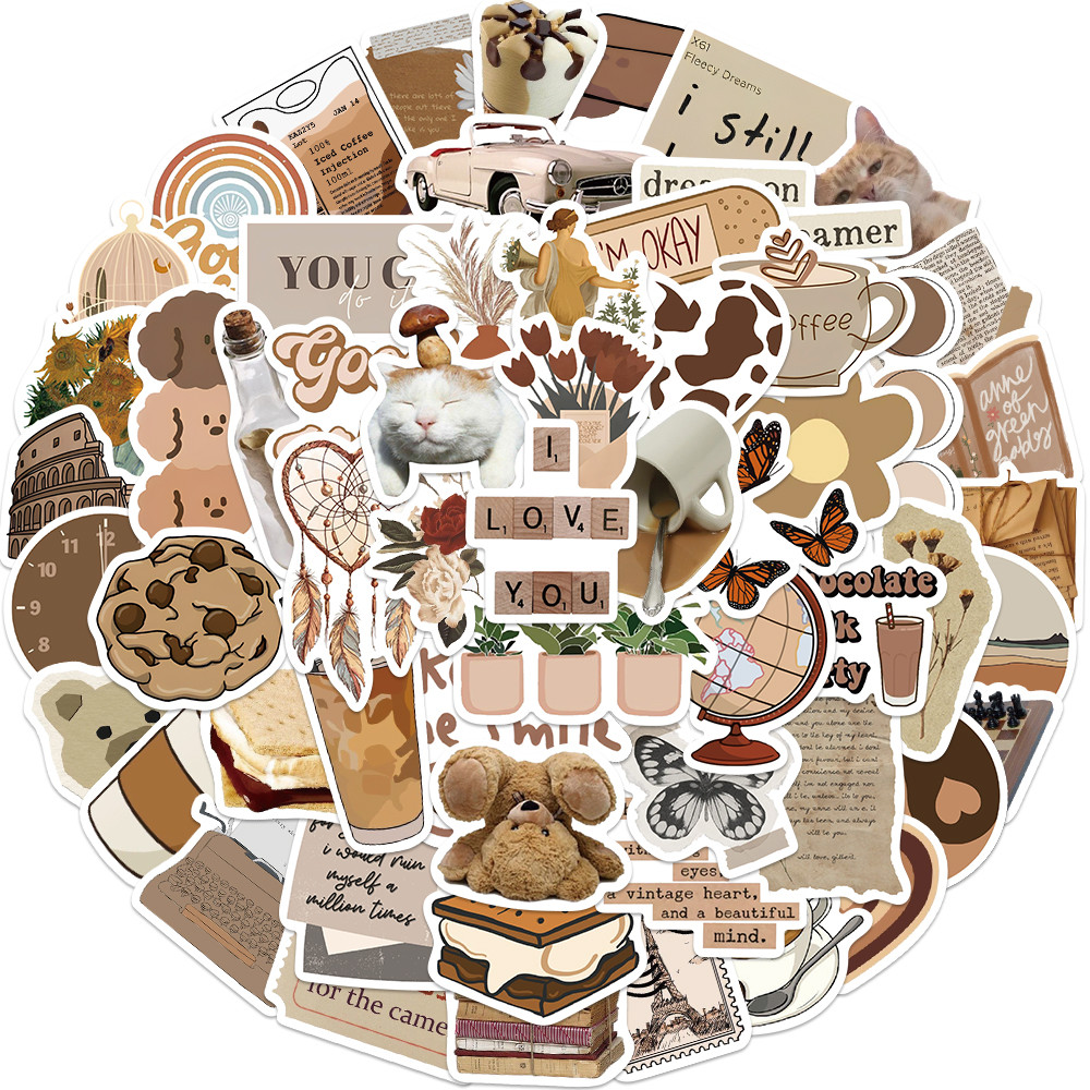 

60pcs/pack Retro Art Vsco Graffiti Stickers Aesthetic Cartoon Decals Laptop Luggage Skateboard Phone Sticker Kids Toys