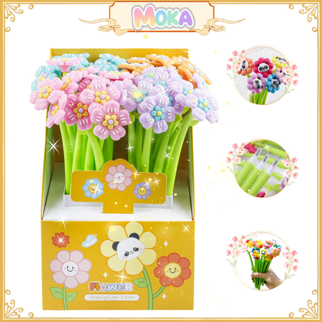 

MOKA Pulpen Boneka 3D Karakter Smiley Doodle Panda Bisa Goyang / Doodle Head Pen Kawaii MKP82