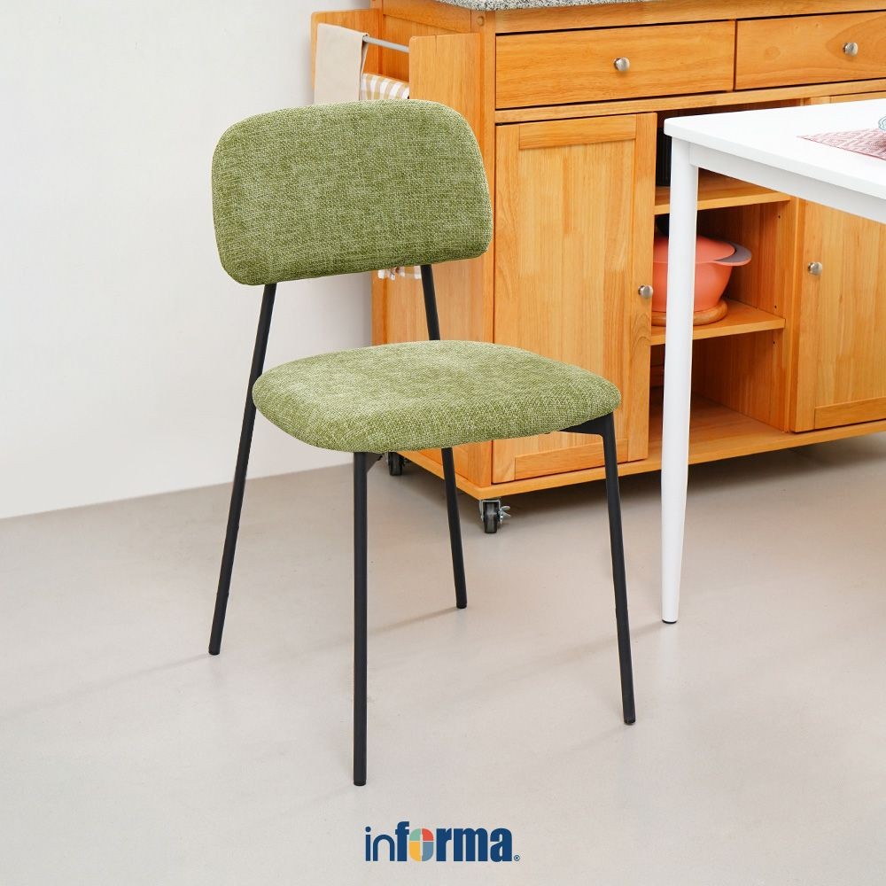 Informa Praise Kursi Makan Fabric - Hijau Dining Chair Tempat Ruang Makan Kursi Kafe Restoran Bangku