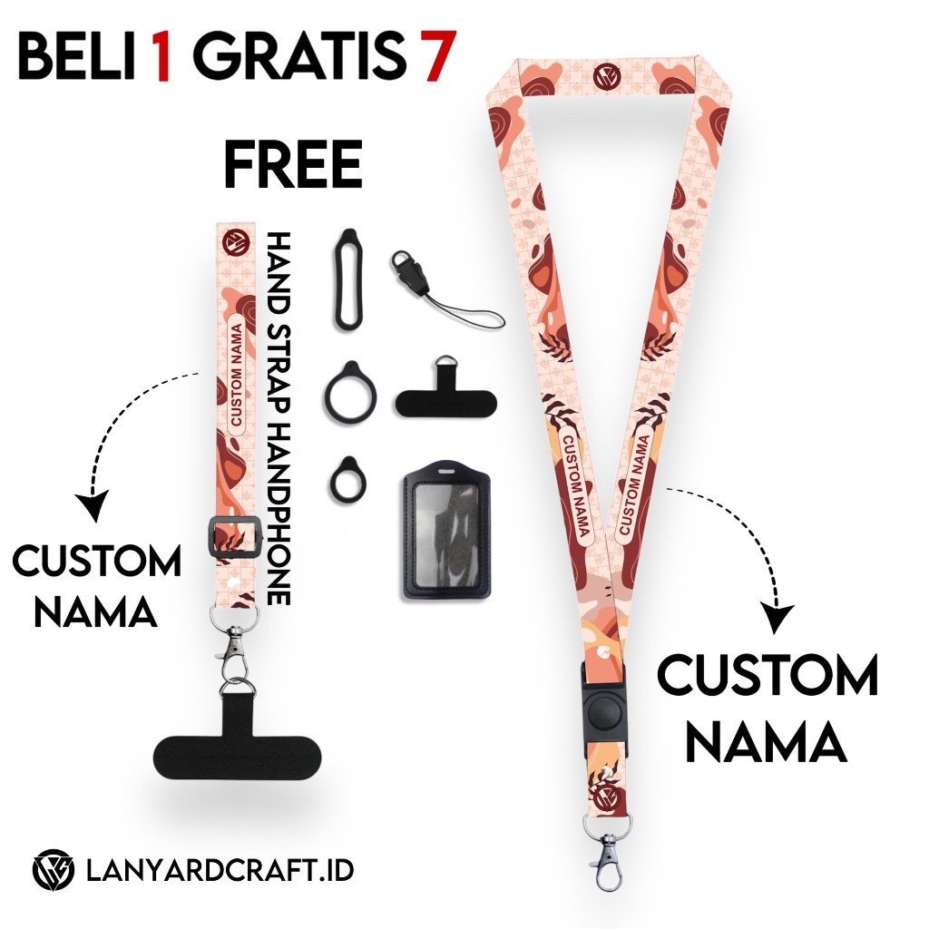 

Lanyard Custom Nama Aesthetic Series Free Strap Handphone Adjustable Gantungan Tali Lanyard