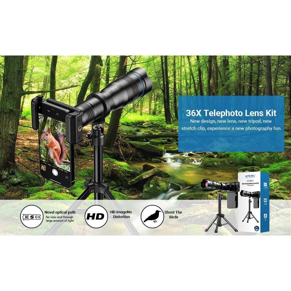 APEXEL Lensa Smartphone Telephoto Monocular Zoom 36X with Tripod