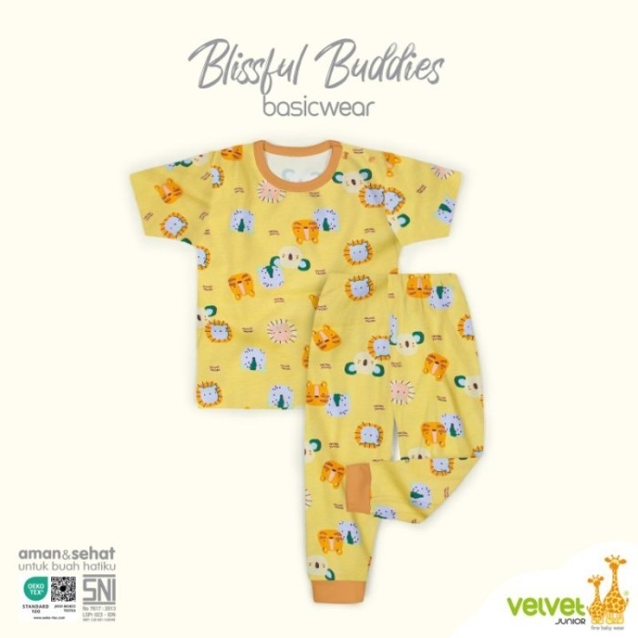 ✨LARIS✨ -Setelan Pendek Panjang Velvet Junior SML LB XL XXL (0-5 Tahun) 1 Stel - Tiger Yellow, S