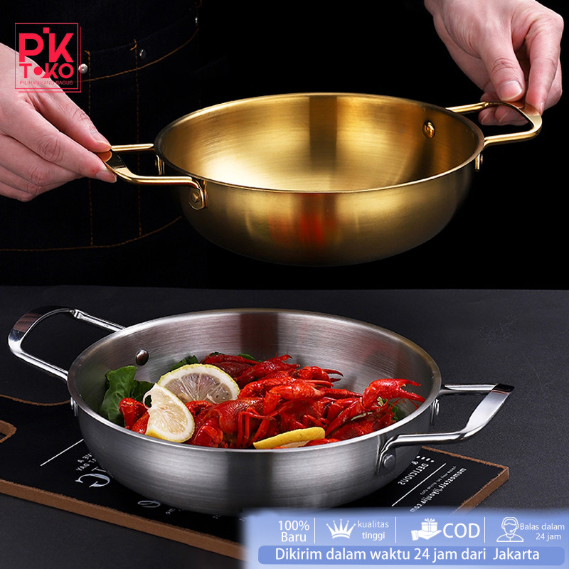 Panci Mie Korea Stainless Gold Ramyoen Korean Pan Panci Ramen Noodle Panci Emas Korea Panci Ramen