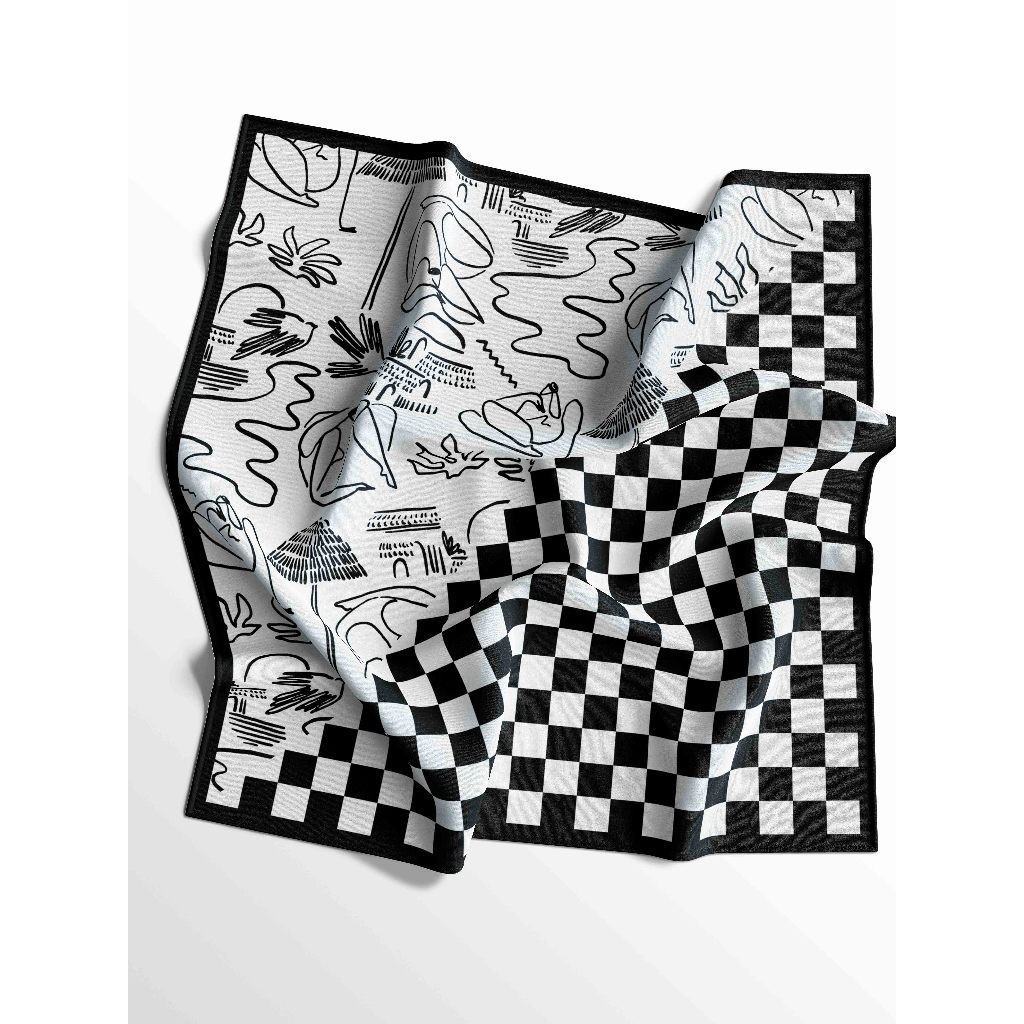 ONI Store-Slayer bandana motif catur abstrak - aksesoris syal fashion multifungsi  -scraf