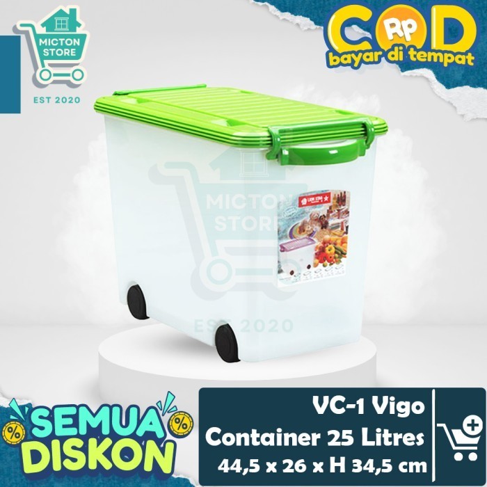 

LUXTON Lion Star VC-1 Vigo Container 25 Liter Kontainer Roda Box Kargo Krat Industri Baju Mainan Barang Serbaguna LionStar Plastik Berkualitas Murah Tahan Lama Anti Pecah Toples Penyimpanan Dapur Rumah Wadah Tempat Kotak Botol Keranjang Peralatan Makan
