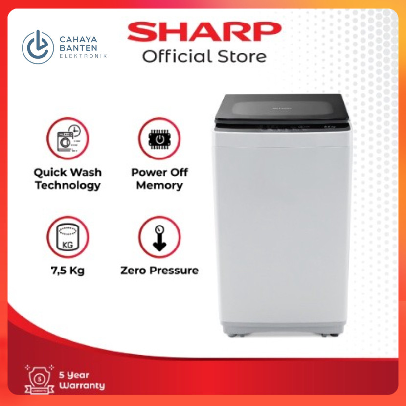 MESIN CUCI Sharp 758 T-GY Mesin Cuci 7,5KG -  ES-H758T-GY