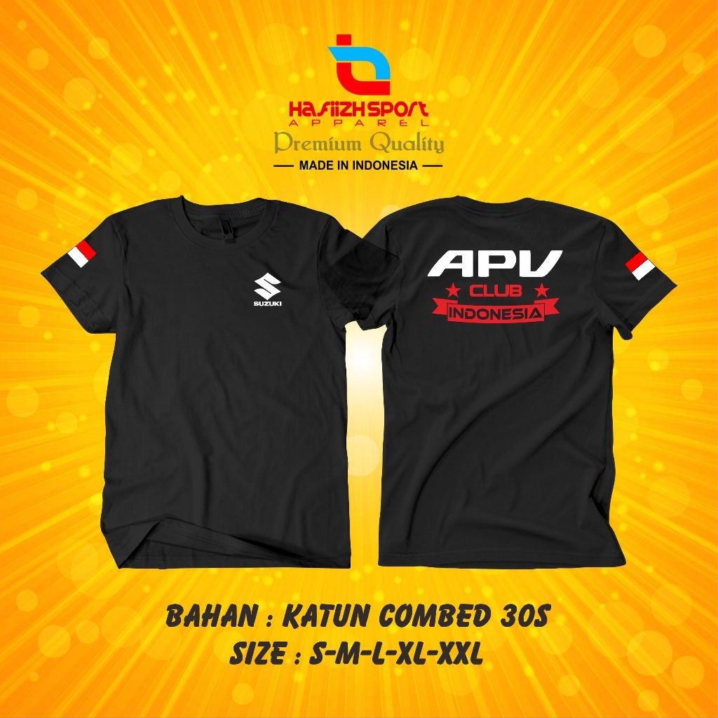 KAOS BAJU MOBIL SUZUKI APV CLUB INDONESIA V.2 BAHAN PREMIUM