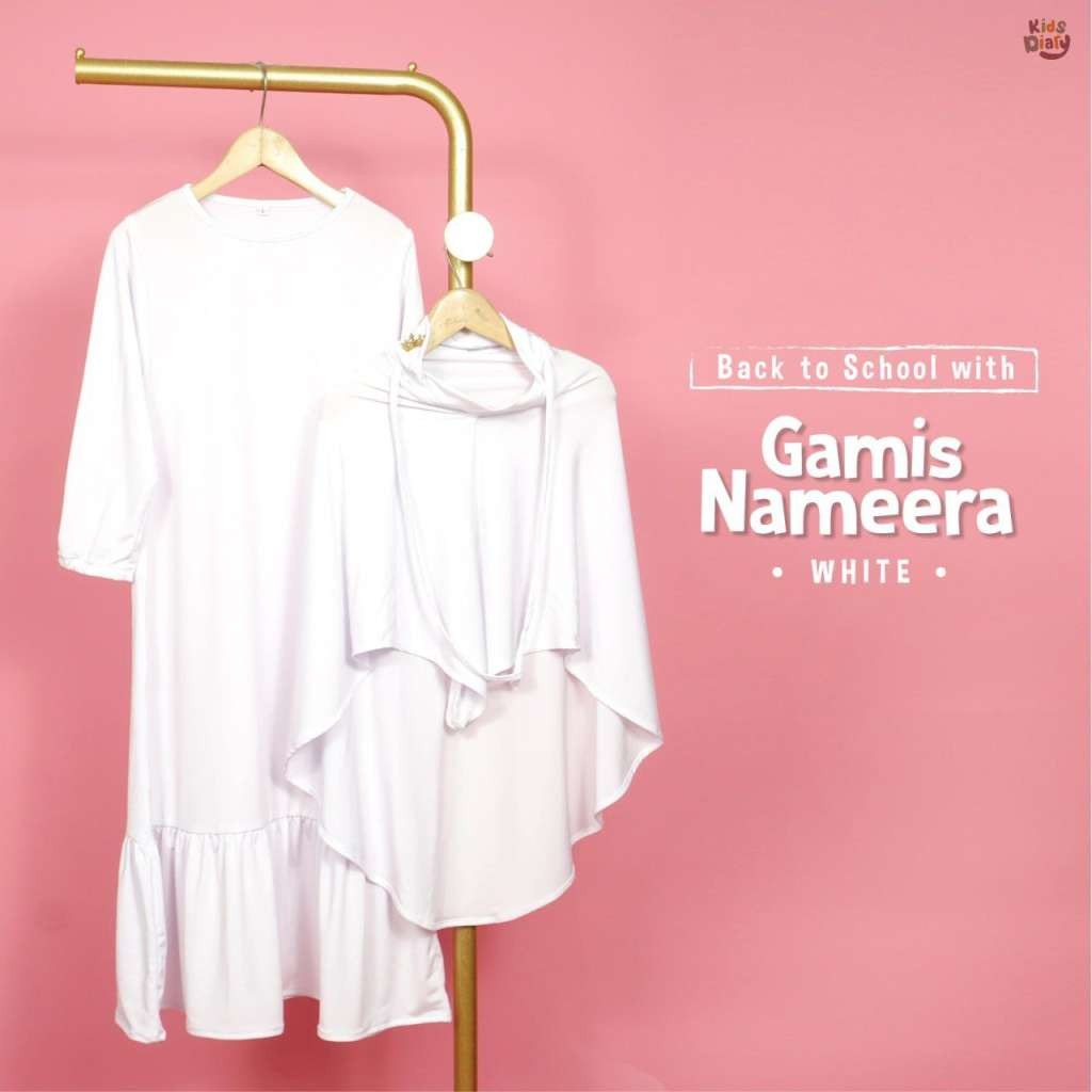 Gamis Putih Jersey Nameera Anak
