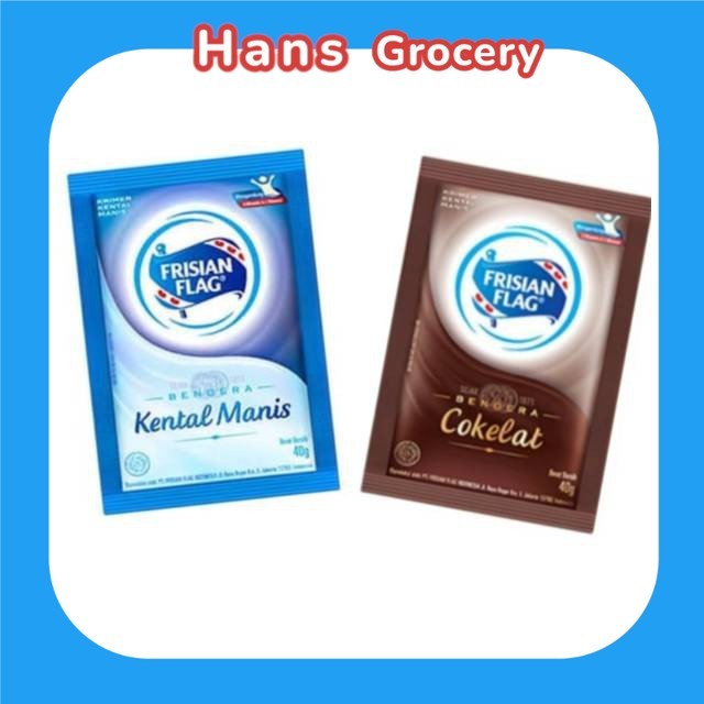 

Hans Susu Bendera FRISIAN FLAG Sachet Putih & Coklat / Susu Bendera Kental Manis (Per Sachet)