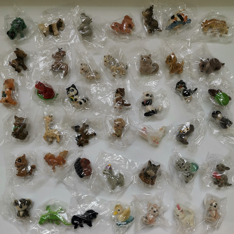 4Pcs Kawaii Cute Big Forest Wild Sea Animal Figure Flocked Cat Puppy Figurine in My Pocket Decor Mod