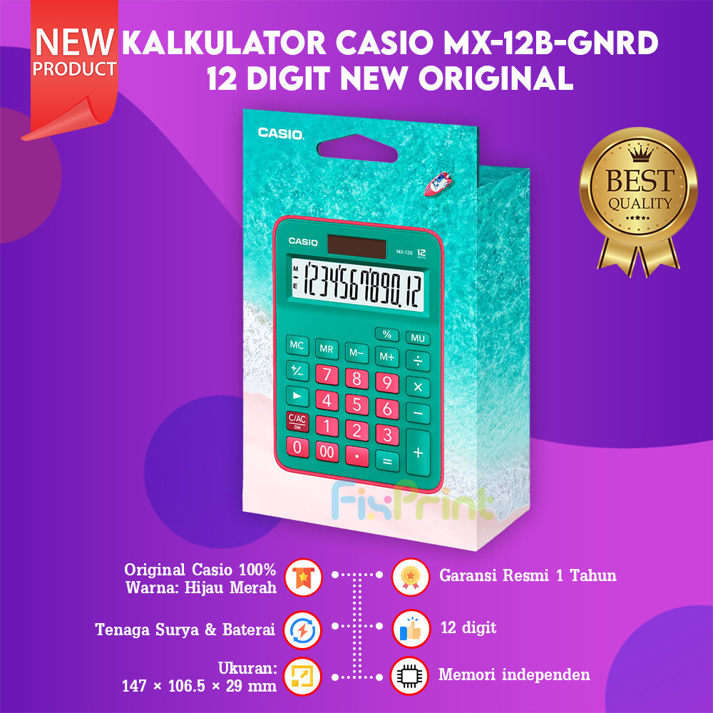 

FixPrint Calculator Casio MX-12B Dekstop 12 Digits Kalkulator New Original