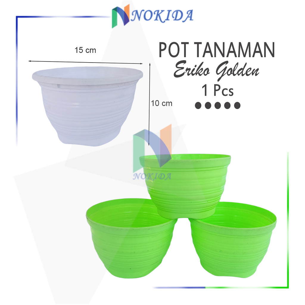 Nokida Pot Bunga Ukuran Kecil Eriko Honey Bee Golden (1 Pcs) / Tempat Tanaman Plastik Tebal