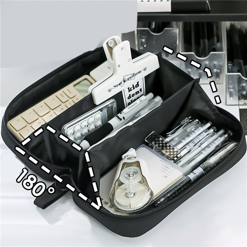 

Kawaii Large Capacity Pencil Case 3 Compartment Pouch Pen Bag Double Side Opening Student Stationery Organizer School Supplies