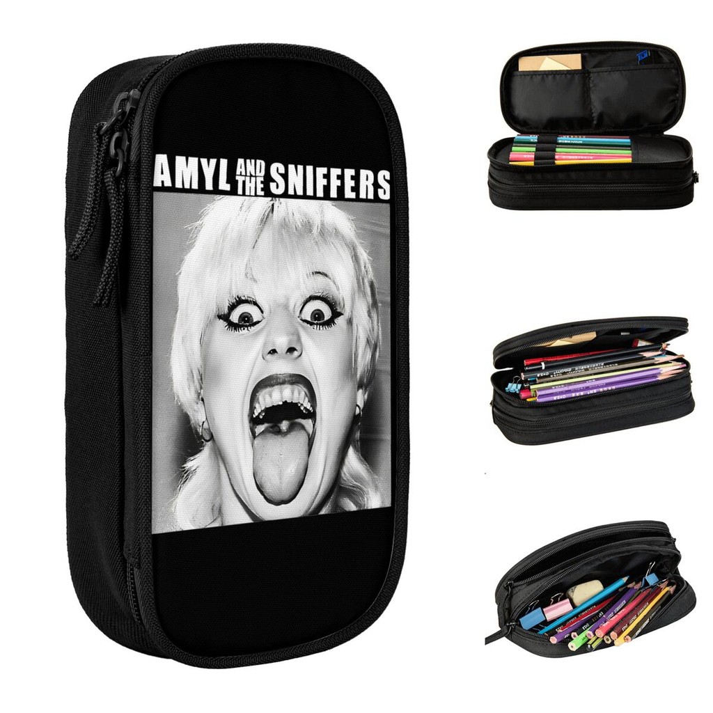 

Large-capacity Pen Box Amyl And The Sniffers Rock Band Music Merch Double Layer Pen Case Girl Makeup Bags Birthday Gift