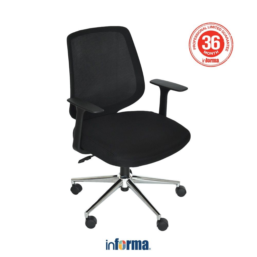 Informa Sunon Shield Kursi Kantor Sandaran Rendah - Hitam Tempat Dengan Roda Office Chair Kursi Mesh