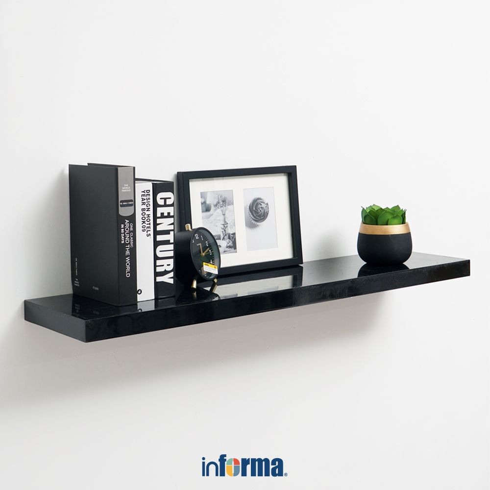 Informa Rak Dinding L100 - Hitam Decorative Wall Shelf Rak Tembok Serbaguna Ambalan Dinding Minimali