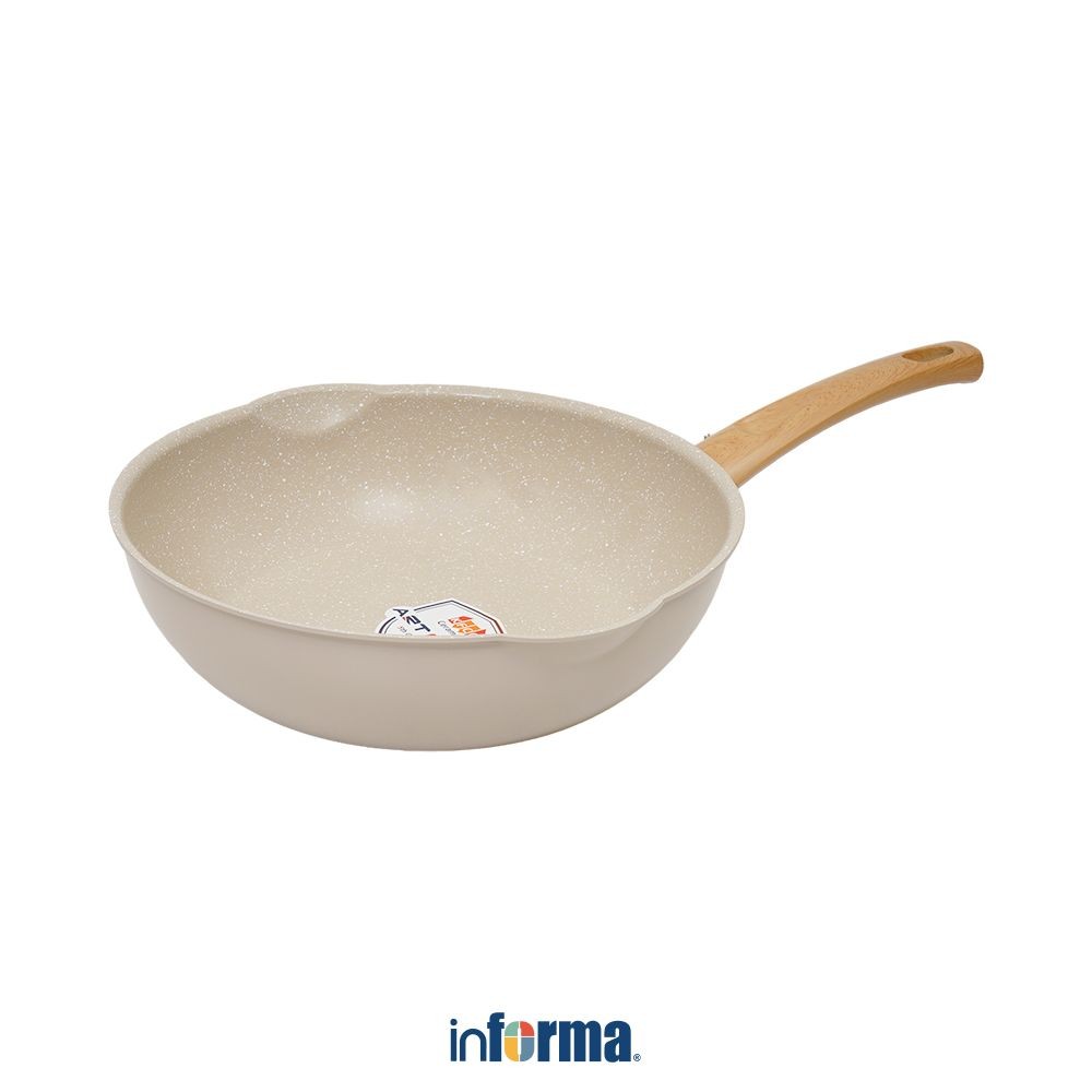 Informa Cooking Color 28 cm Kent Wajan Penggorengan Wok Ceramic - Abu-Abu Frypan Pan Masak Teflon Pe