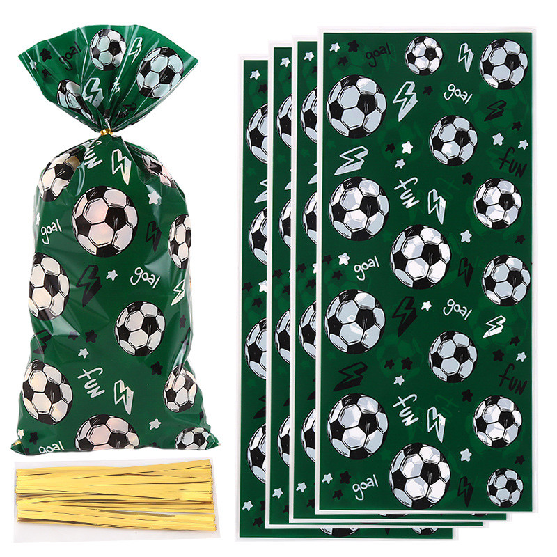 

Soccer Candy Gift Bag with Twist Ties,Cookie Packaging Bag for Kids,Birthday Party Decor Supplies,Football Theme Party, 25/50Pcs