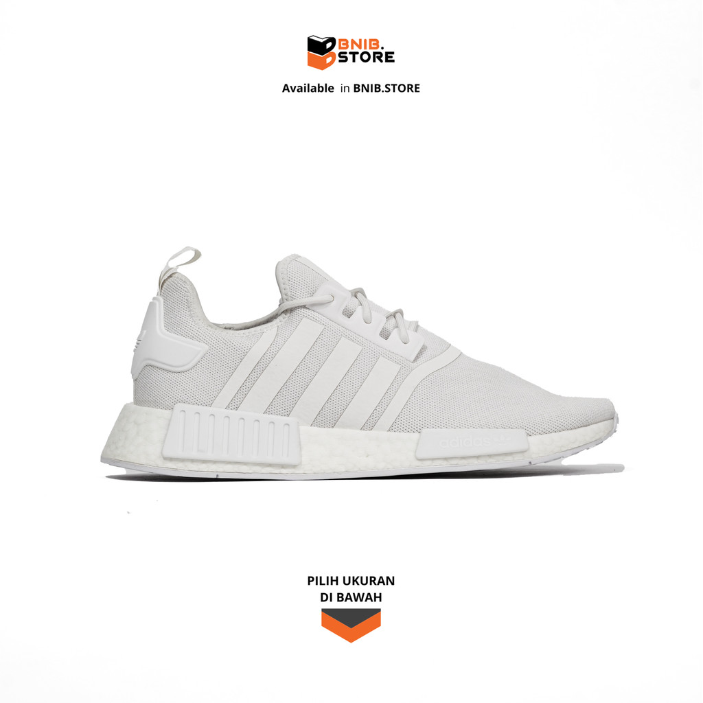 Adidas Sepatu Sneakers Pria NMD R1 Boost Triple White [GZ9259] Original