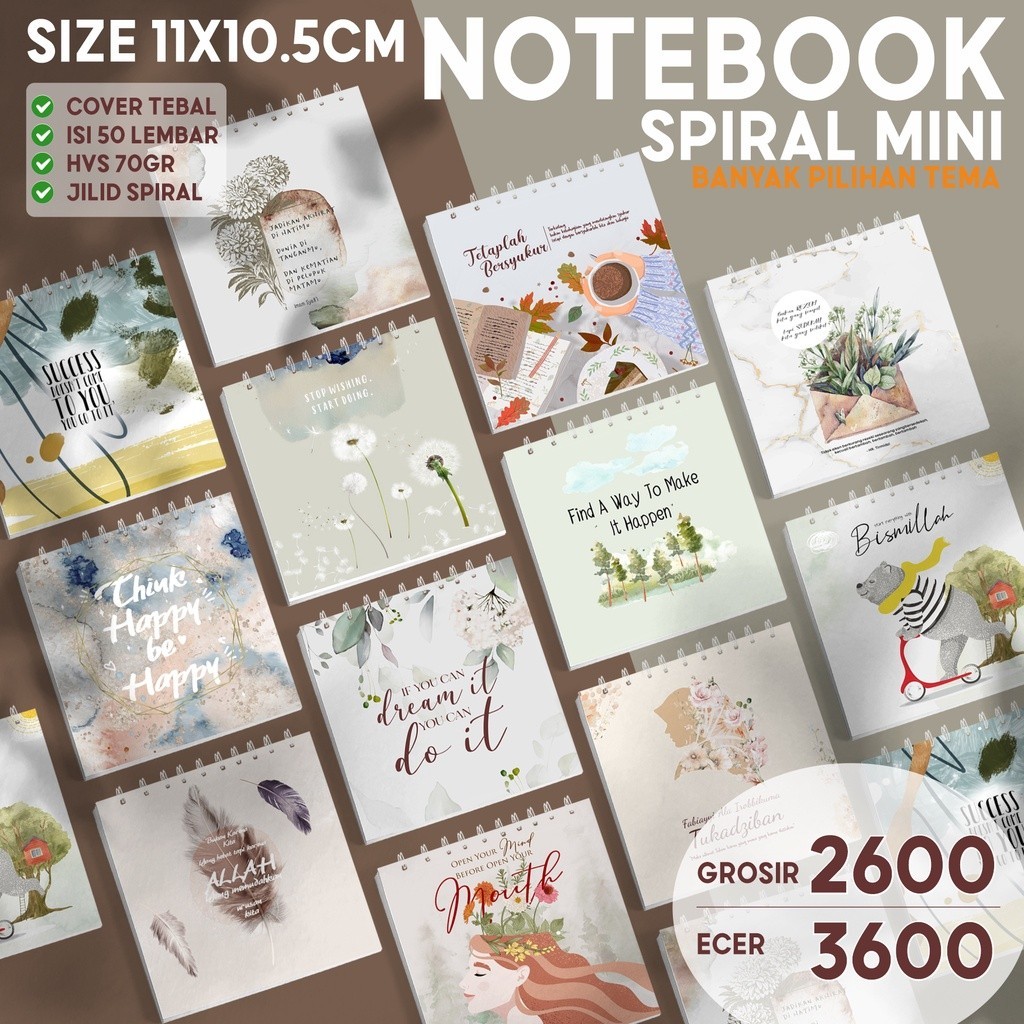 

NOTE BOOK SPIRAL MINI UKURAN 11X10.5CM | NOTEBOOK AESTETIC BANYAK PILIHAN MOTIF | bloknote spiral mini | souvenir bloknote | grosir buku catatan