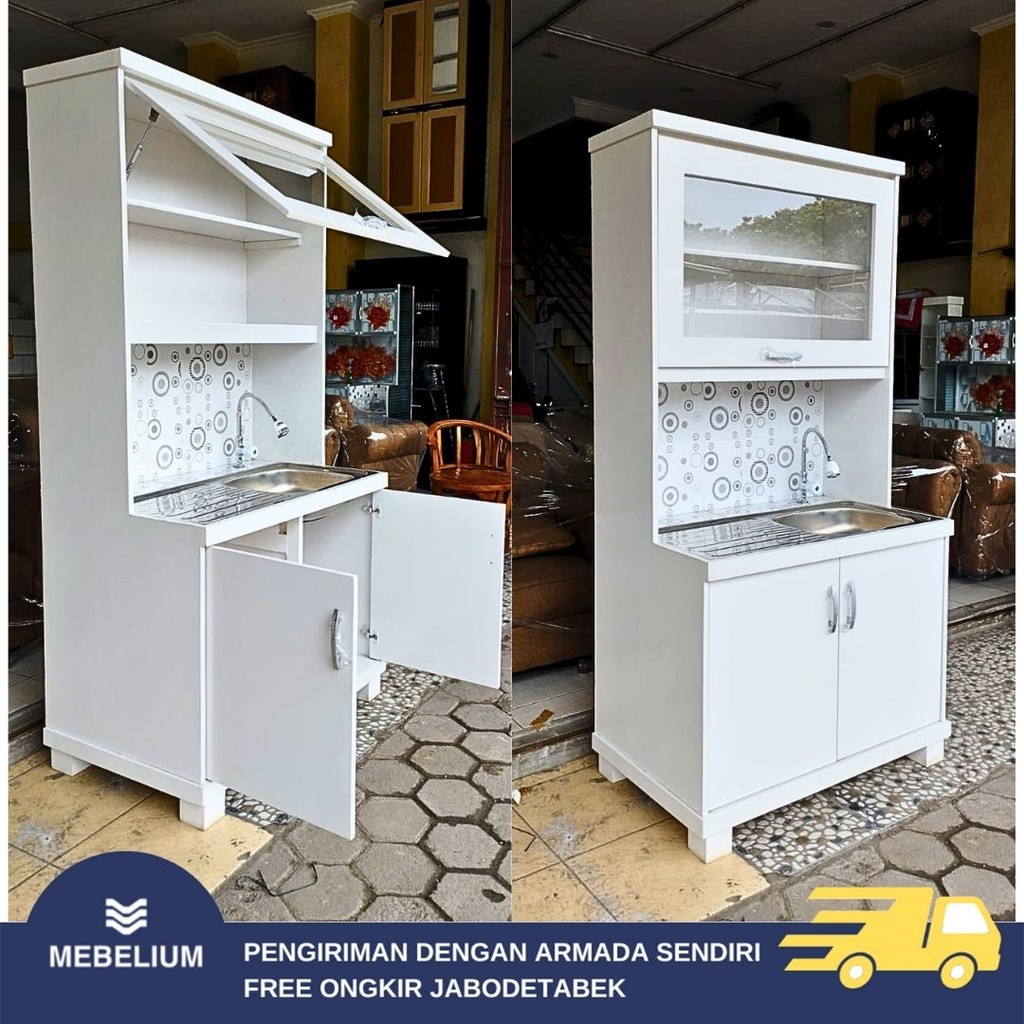 [ORIGINAL] Lemari Dapur Wastafel SInk 2 Pintu | Lemari Sayur Rak Piring | Kabinet Rak Dapur Kayu Blo