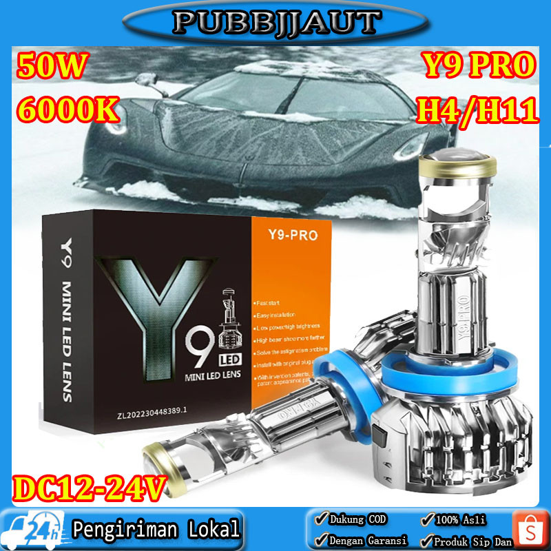 Sepasang 2PcsY9 Pro Mini Projector H4 Lampu Led Mobil H11 Aes 50 Watt Lampu Led Y7D H4 Original Fog