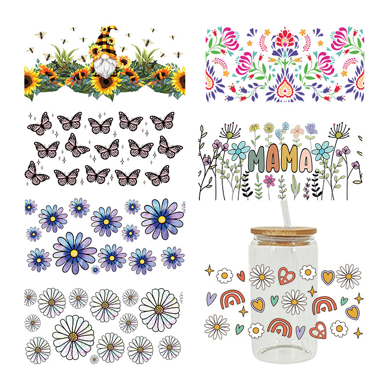 

UVDTF Transfer Sticker butterfly Theme For The 16oz Libbey Glasses Wraps Cup Can DIY Waterproof Easy To Use Custom Decals D6619