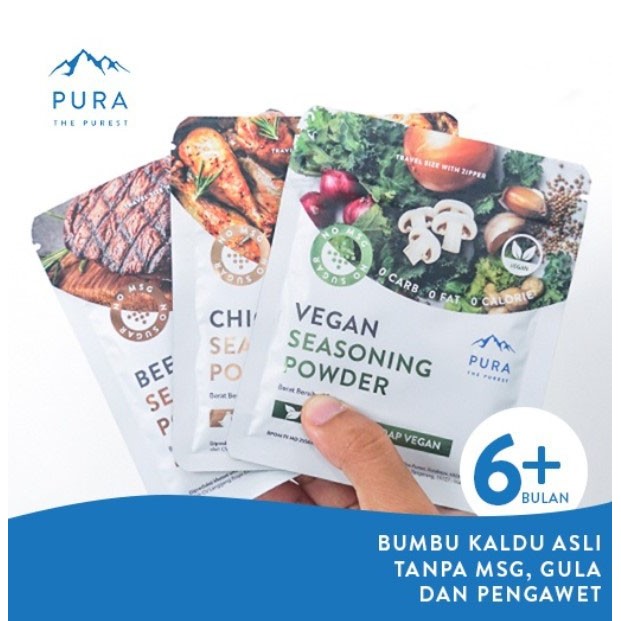 

Pura Seasoning With Himalayan Salt MZ 20gr - Kaldu Anak Bayi MPASI Sachet