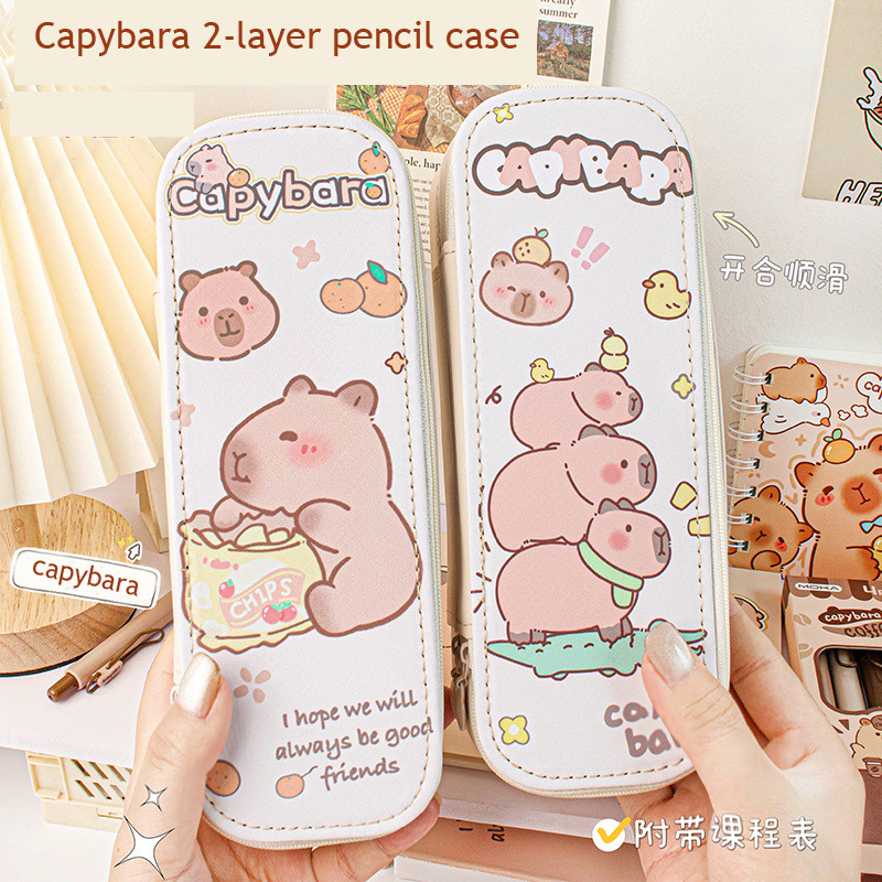 

Capybara 2-Layer Pencil Case Large-Capacity School Pencil Case Pencil Pouch Back To School Cute Pencil Box Aesthetic Stationery