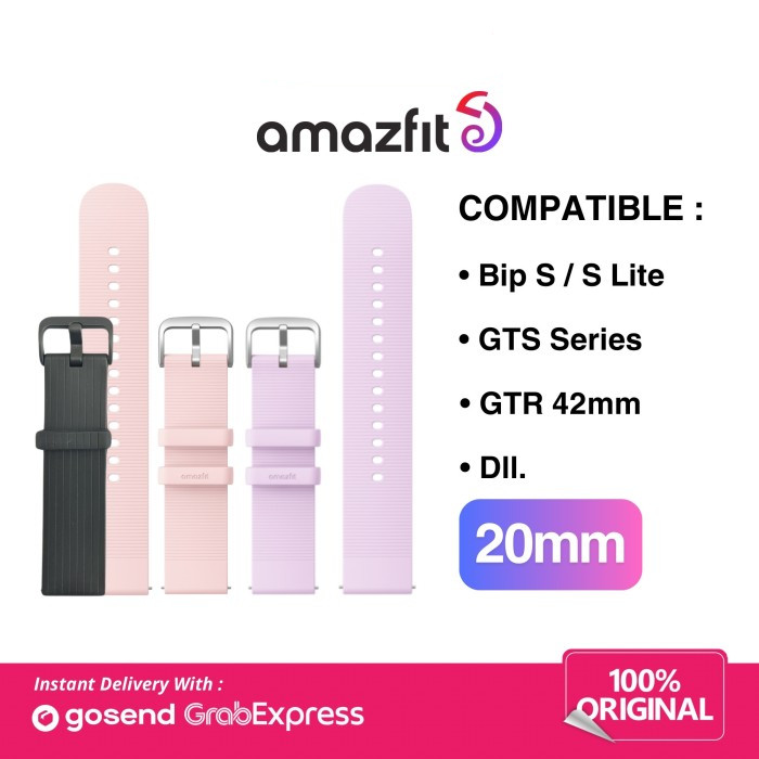 Strap 20mm Amazfit BIP S / GTS / GTR Silicone Strap Tali Jam Smart Watch