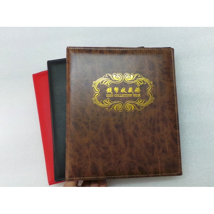 

High Quality Coins/Paper Money Collection Book PU leather Empty 3 Rings collection Album Most Put 40 pcs Loose-leaf 3 Hole Sheet