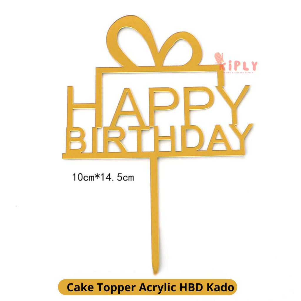 

Cake Topper Acrylic HBD Kado/Cake Topper Dekorasi kue/Topper Kue Ulang Tahun