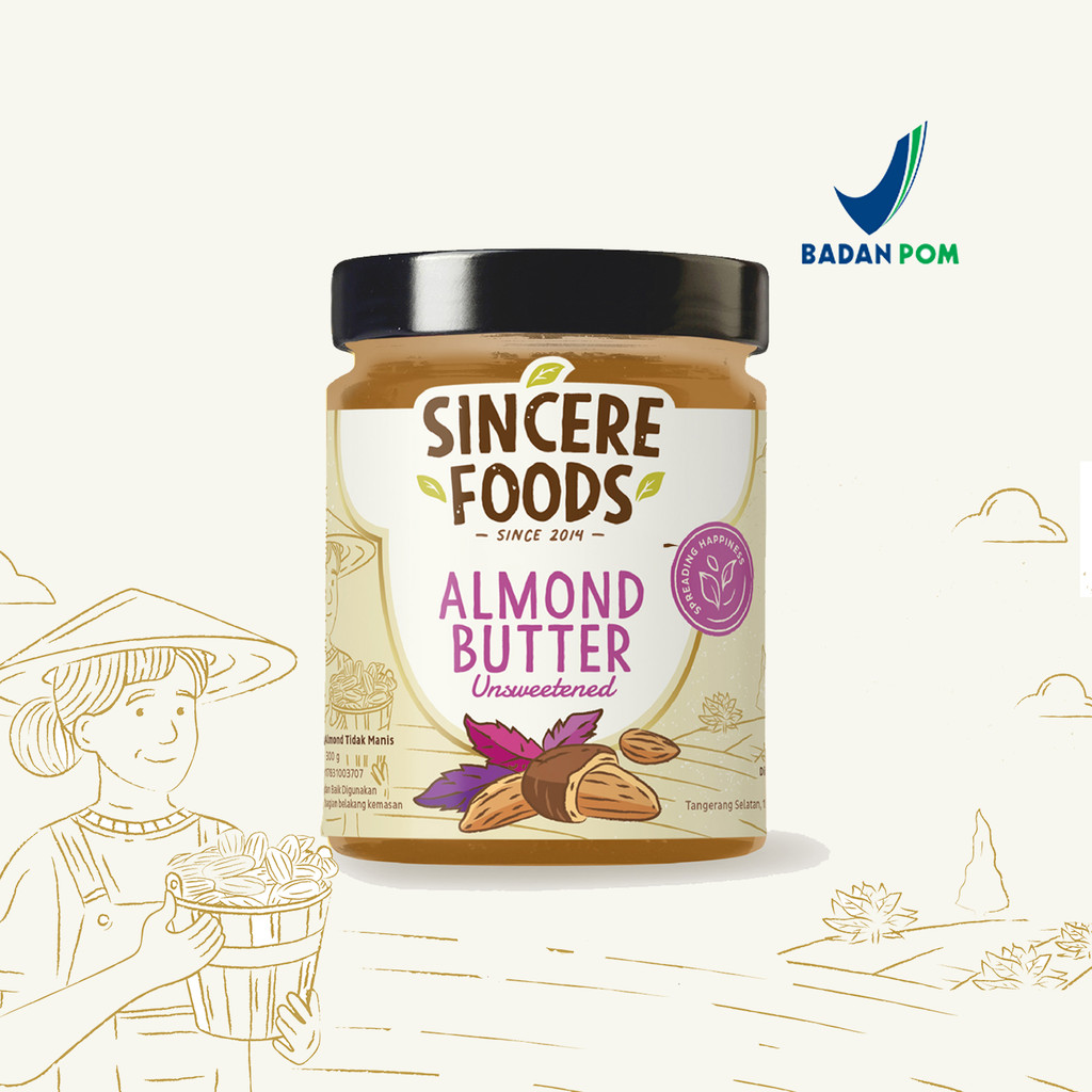 

300g Almond Butter Unsweetened Selai Kacang Almond - Sincere Foods