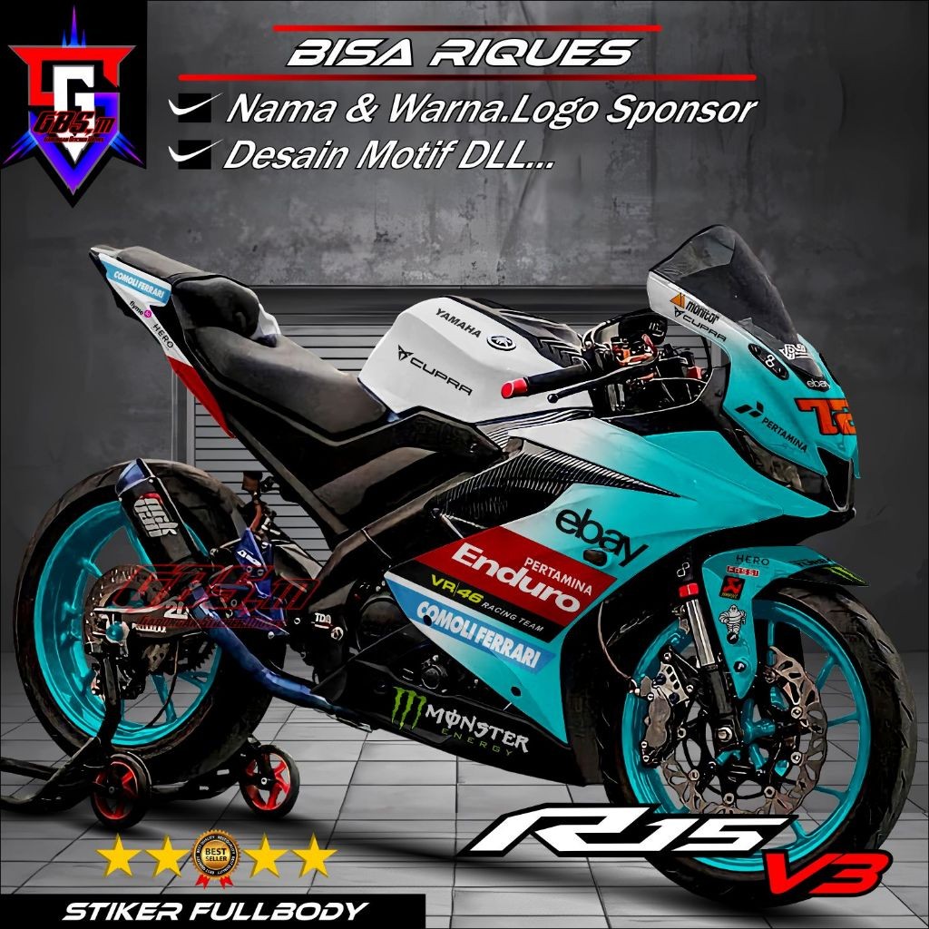 Terbaru - Decal Variasi Fullbody R15 V3 Stiker Decal Motor R15 V3 Sticker Yamaha R15 V3 Fullbody Mot