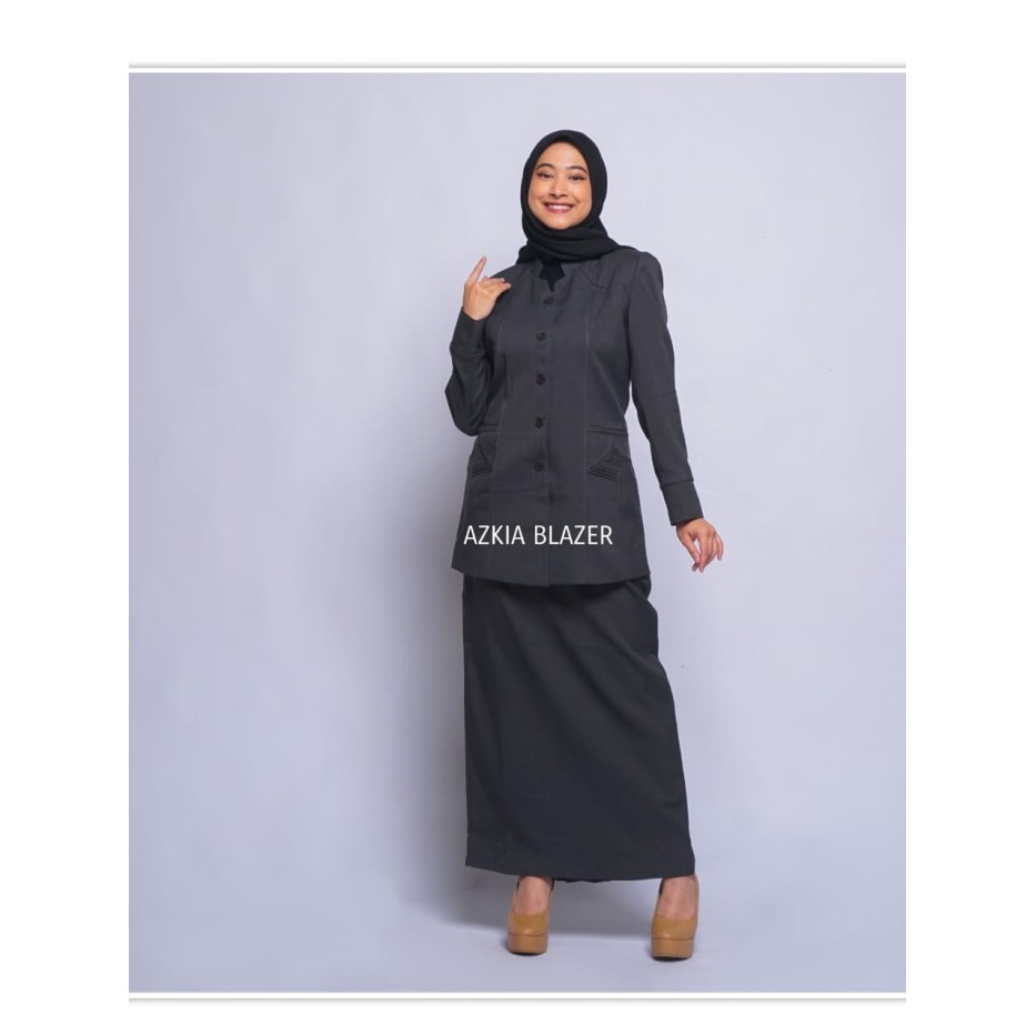 Seragam kerja wanita spesial blazer jumbo merek Azkia Blazer 6L-7L-8L - PUTIH 244 ROK, XXXXXL / 6L