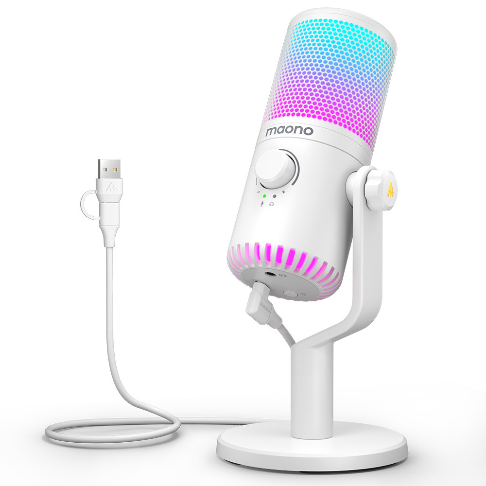 Maono DM30 RGB USB Microphone RGB Gaming Microphone Computer Mic USB Gaming Mic with Mic Gain and RG