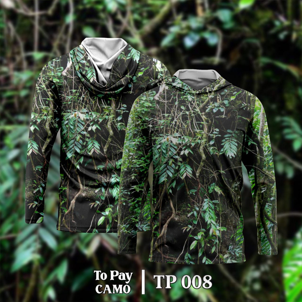 Baju Kamuflase Hunting Camo dan Kaos Berburu Lengan Panjang Camo untuk Pria - Natural Tanaman Akar R