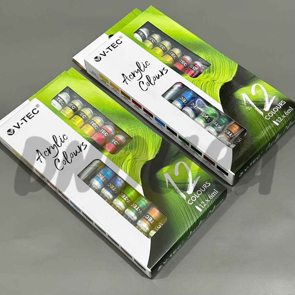 

12 WARNA Cat Akrilik Cat Acrylic V-Tec 6Ml