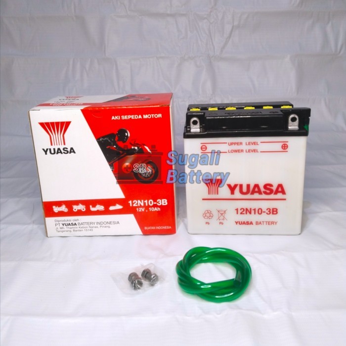 Aki Motor YUASA 12N10-3B Accu Basah 12 Volt 10Ah