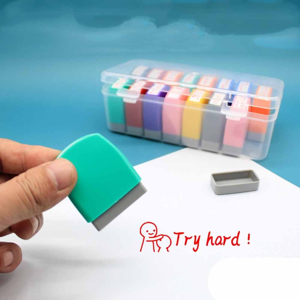 

Commentary Reward Seal Stamp DIY Self-ink Student English Encouragement Teaching stamp Children Toy “Try Hard” Stamps