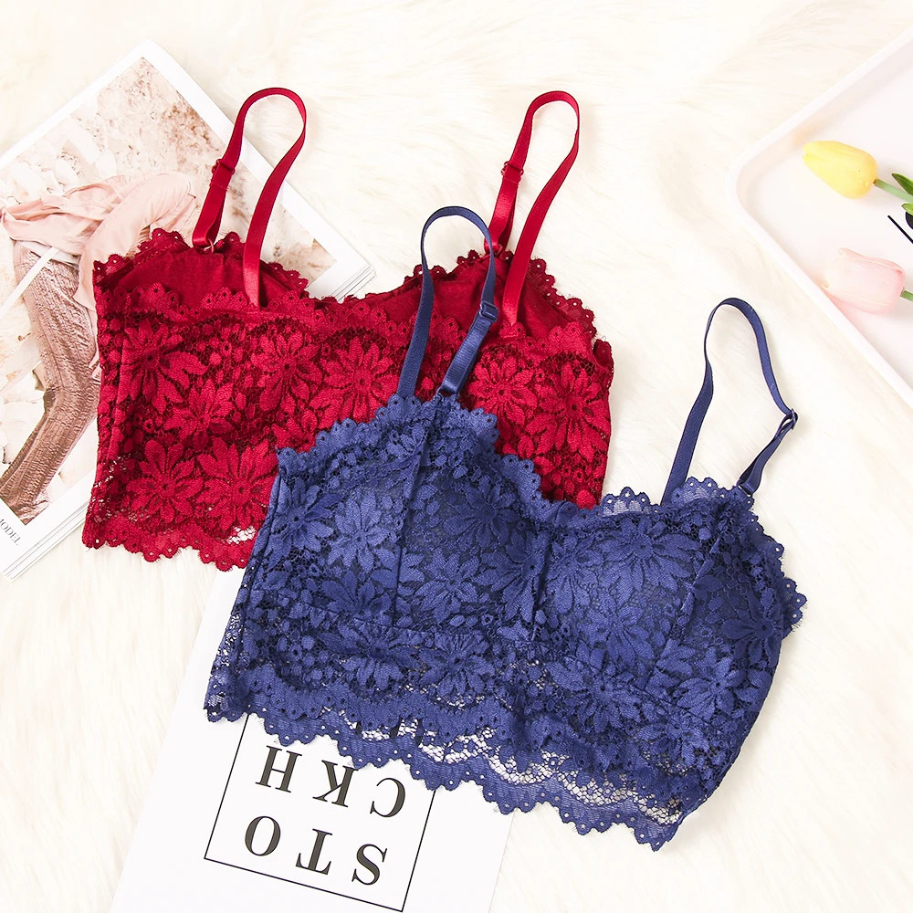 Sport Bra Putih Bra Brukat  Bra Wanita busa tanpa kawat  bh impor Crop Top