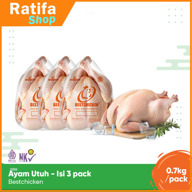 

Bestchicken Ayam Karkas Broiler / Ayam Utuh Japfa Food 700 gram / 0.7 kg - Isi 3 pack