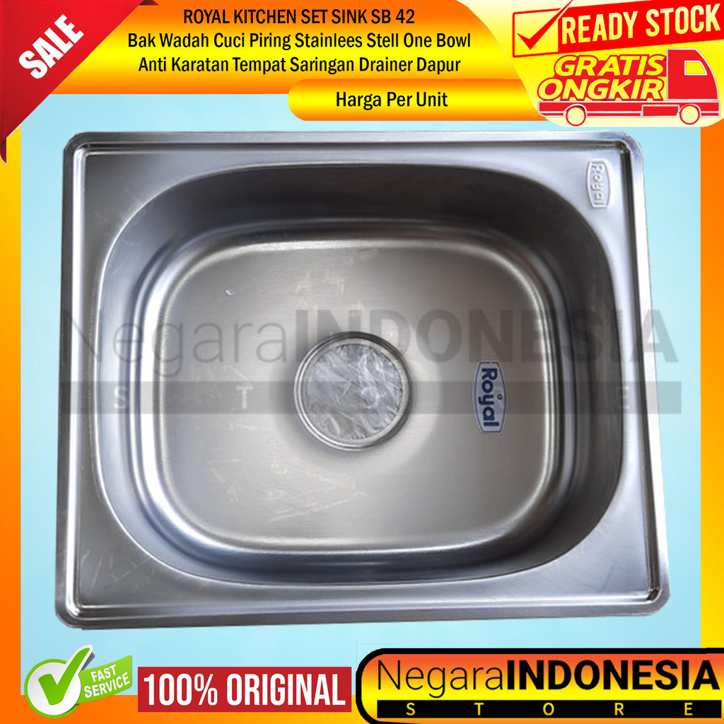 Royal Wadah Bak Cuci Piring Sb 42 Tipe One Bowl Tangan Kitchen Sink Stainless Anti Karat Sink Plus T