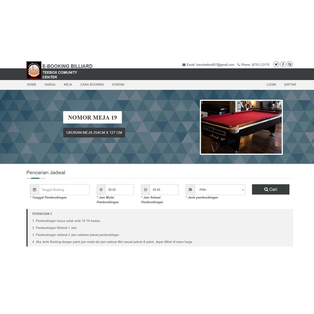 Project Source Code E-booking Billiard Dengan Php Mysqli