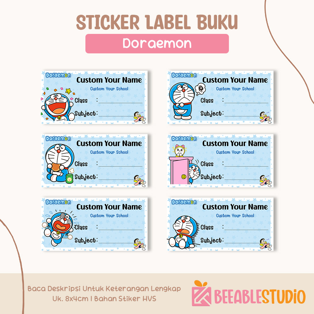 

[40pcs] Sticker Buku Doraemon Stiker Label Nama Buku Tulis Pelajaran Anak Sekolah