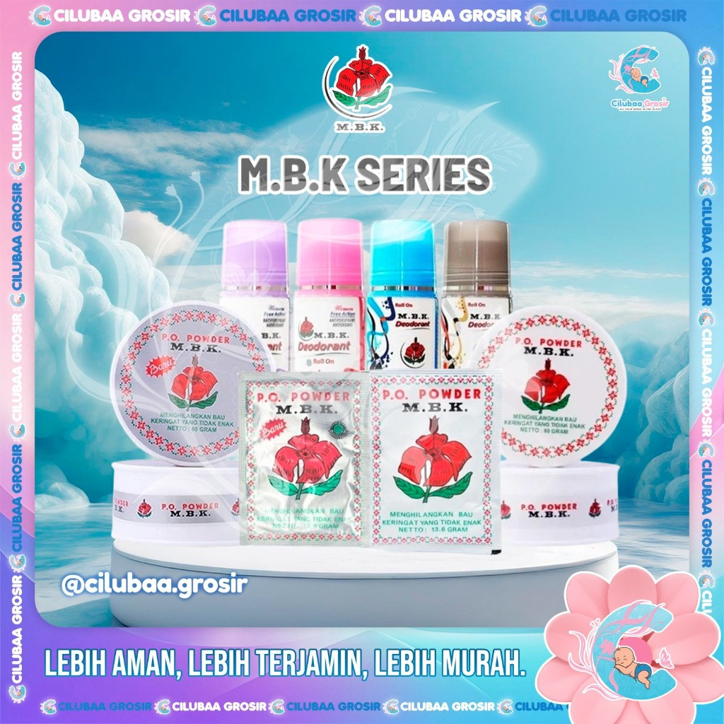 M.B.K All Series || MBK PO Powder Tin || Deodorant Roll On || Penghilang Bau Badan || Bedak Ketiak B