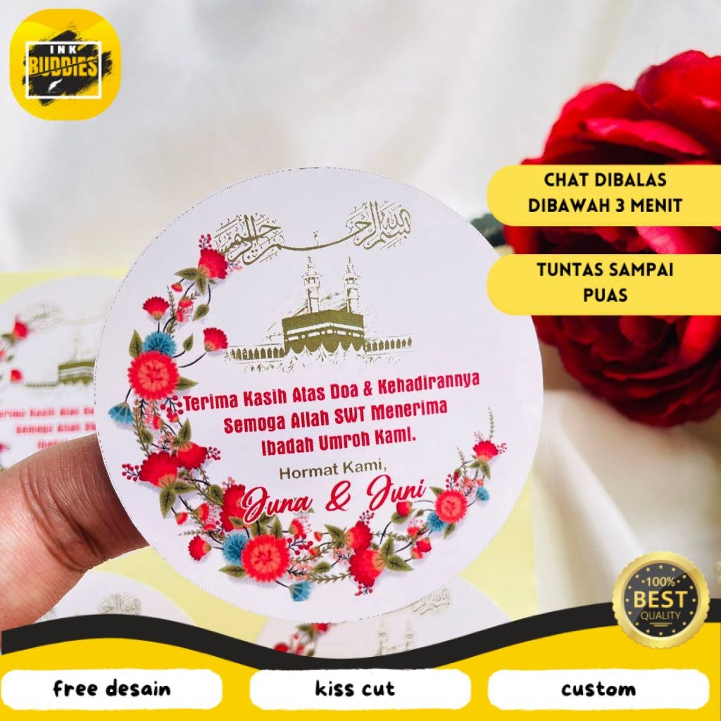 

INB 9-15 Print Cetak Sticker Hampers Snack Oleh Oleh Naik Haji Label Tasyakuran Umroh Bulat