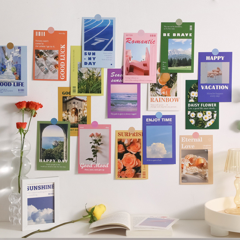 

Ins Romantic Town Series Colorful Postcards Home Decor Wall Stickers Diy Background Decorative Card Photo Props 30 Sheets