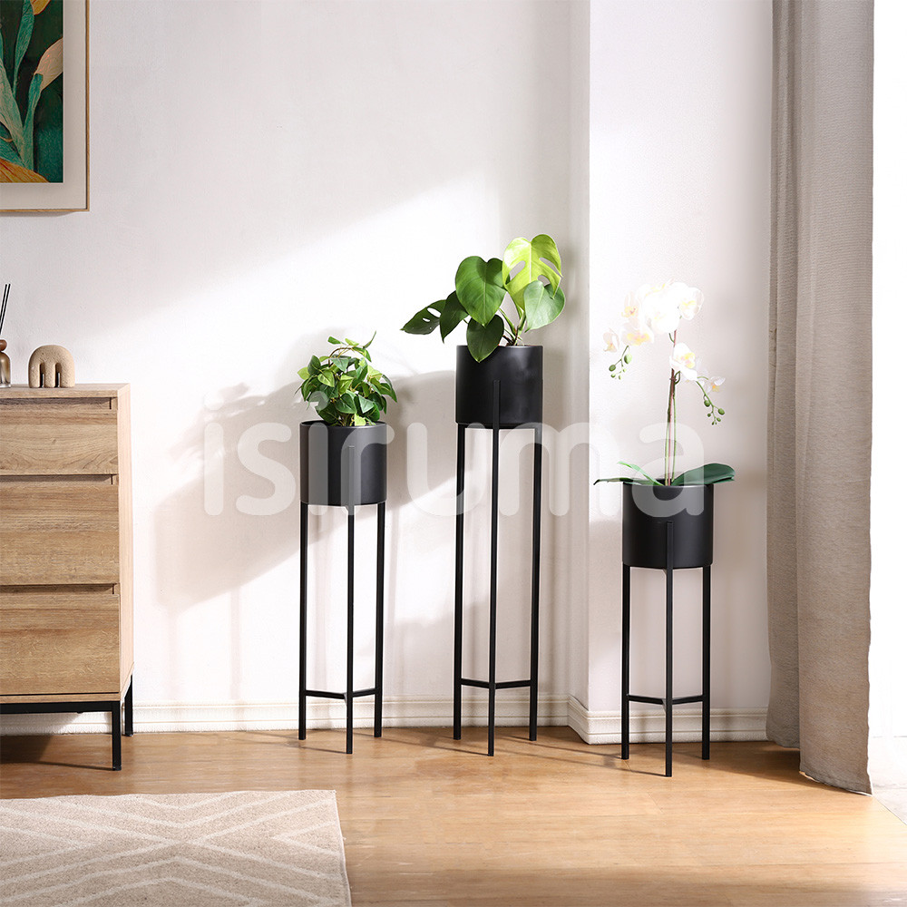 ISIRUMA -Rak Standing Pot Berdiri Bunga Tanaman Tiang Besi Emas NOBI PCS