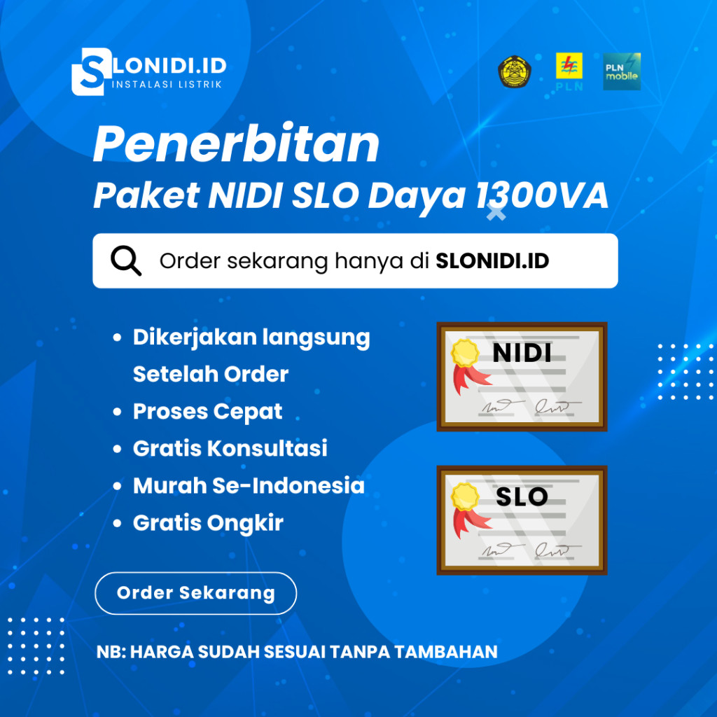PAKET NIDI SLO DAYA 1300VA LISTRIK BARU PLN